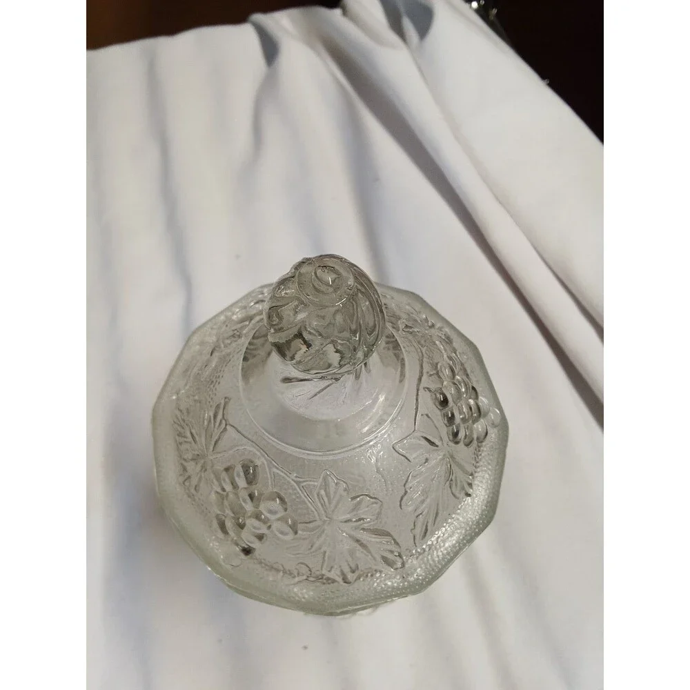Vintage Glass Candy Dish with Lid - Grape Design - 25% Off 5+